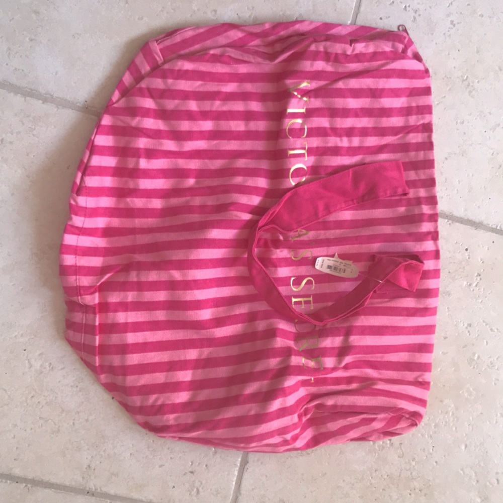 Victoria Secret  Pink Stripe Large Tote